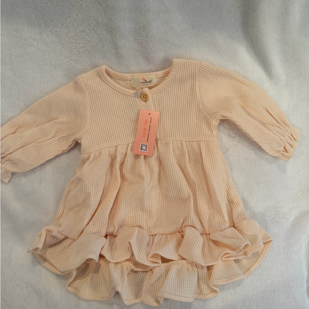 Cream waffle knit ruffle top